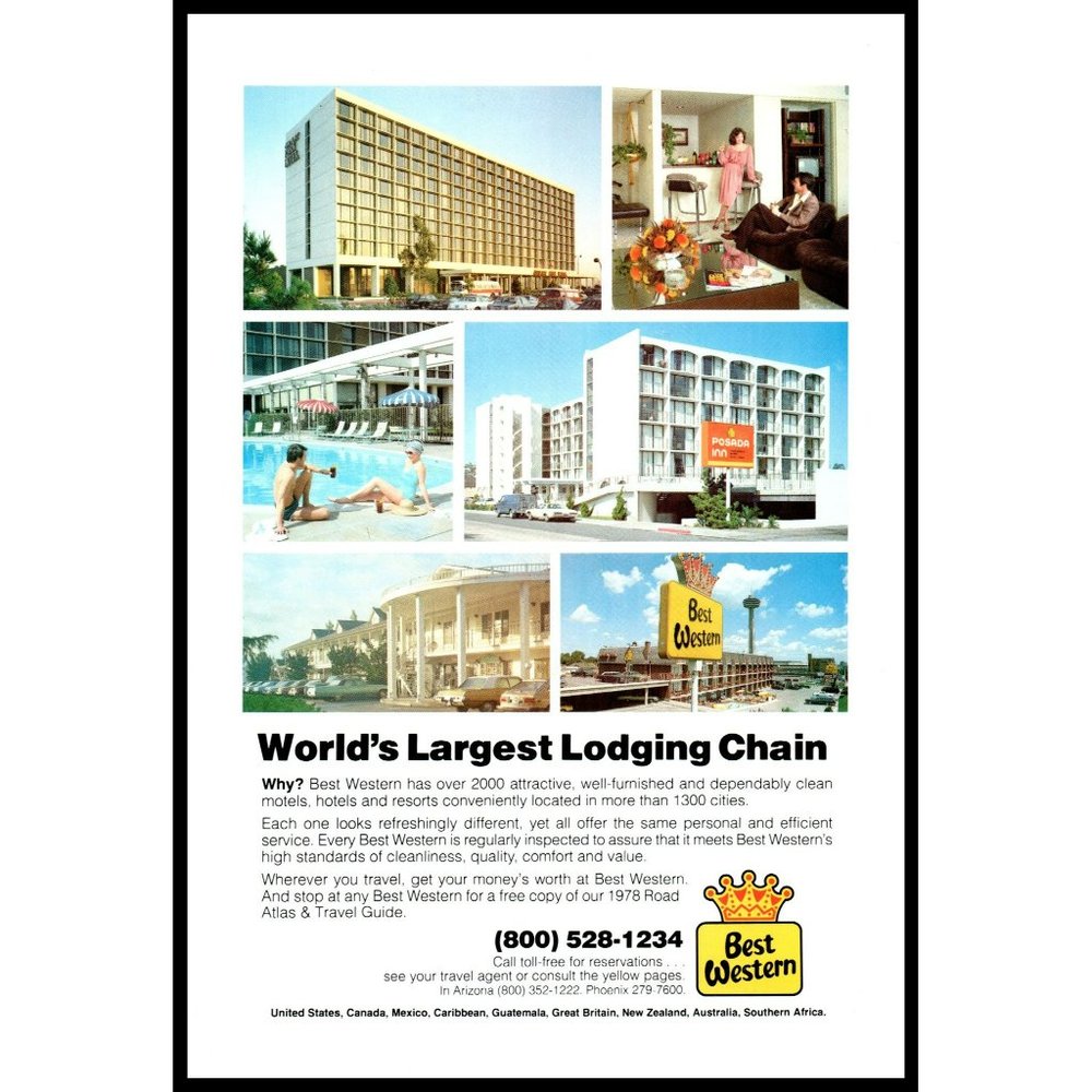 1978 Best Western World's Largest Lodging Chain Vintage Print Ad Different Build